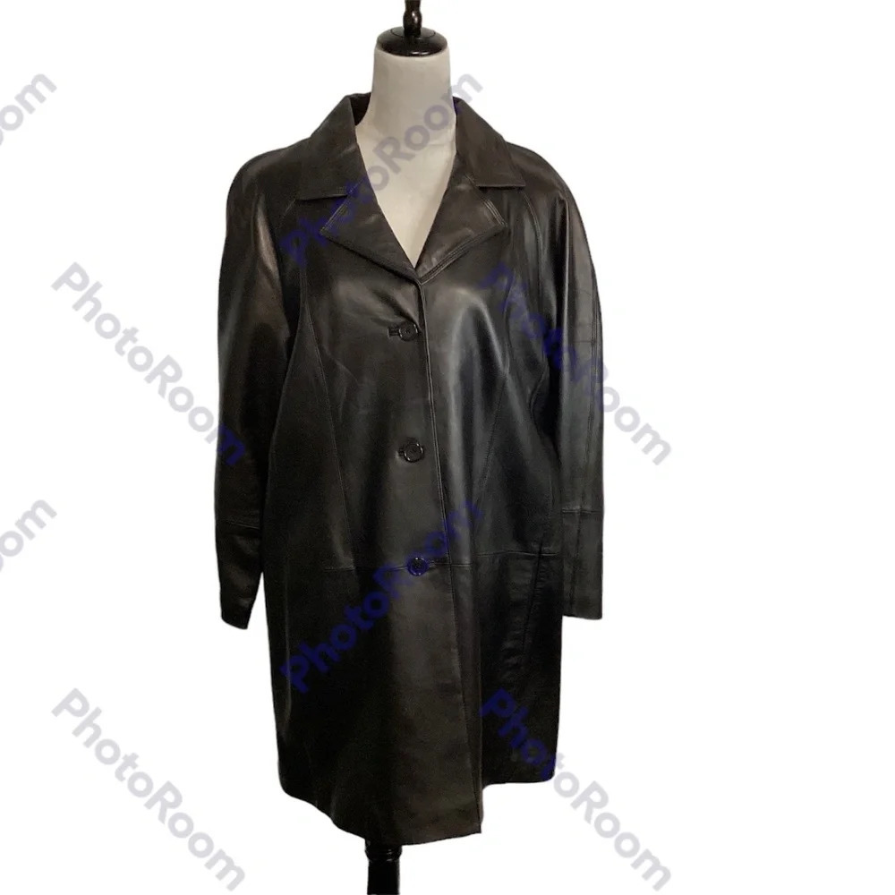 Centigrade Leather Jacket 3/4 Classic Black Timeless Staple Womens Size XL